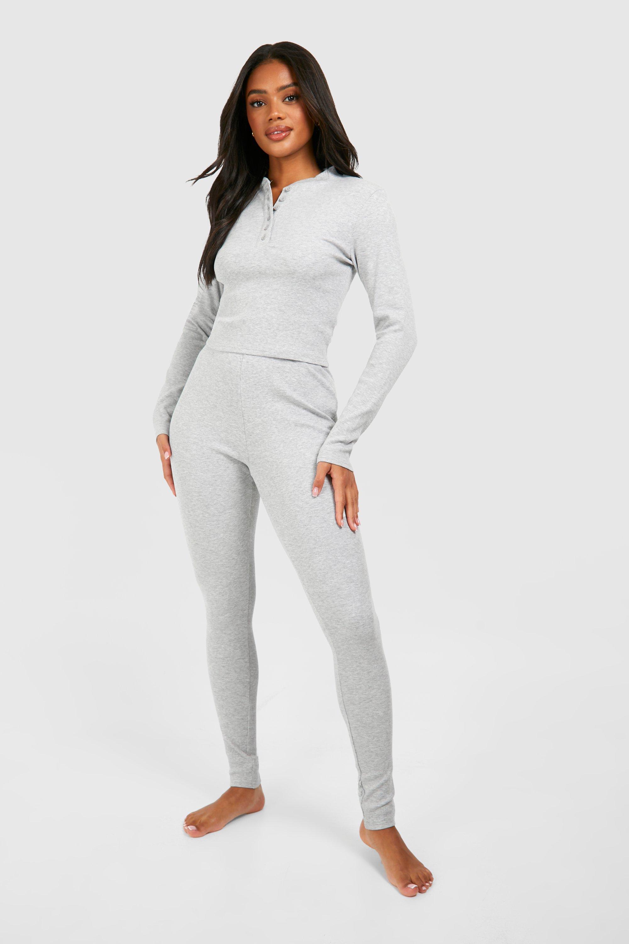 Womens Rib Lounge Leggings - Grey - 6, Grey